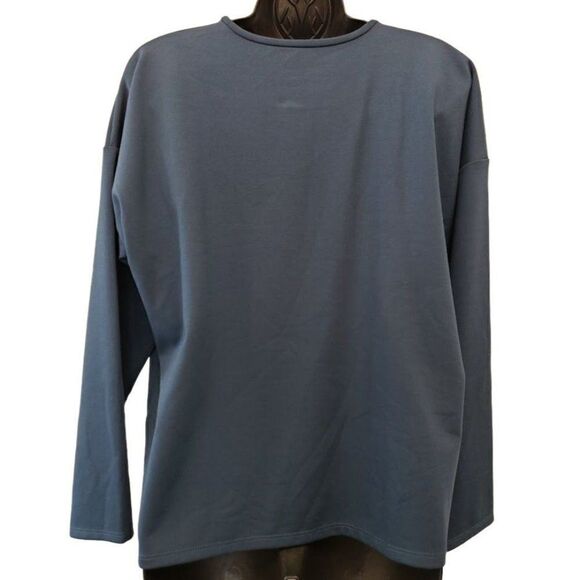 Eileen Fisher Oversized Blouse‎ Top Women's SMALL Blue Crewneck Long-Sleeve NEW - Picture 3 of 13